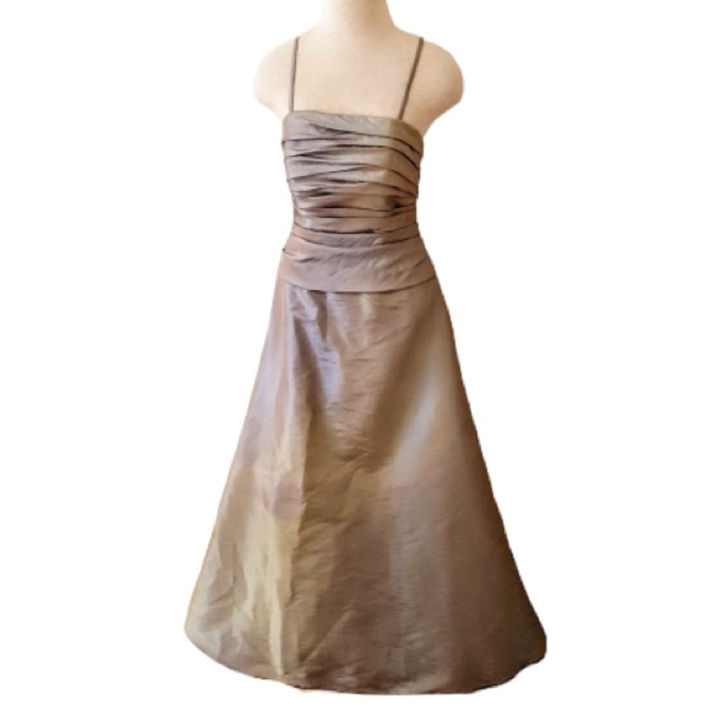 VINTAGE WATTERS & WATTERS Silvery Grey Chrome Bridesmaid Dress Formal Gown Sz 0